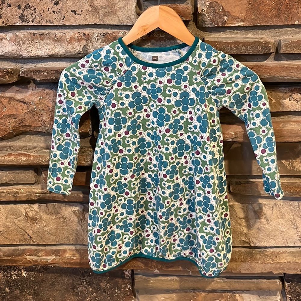 Tea Cotton Floral Long Sleeve Dress
